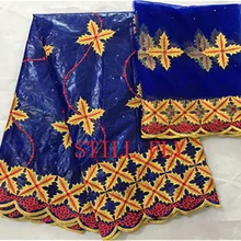 Базен brode getzner высокого качества кружевное платье Королевский синяя кружевная ткань последние парча в Гвинейском стиле для женщин 5+ 2 ярдов/Лот