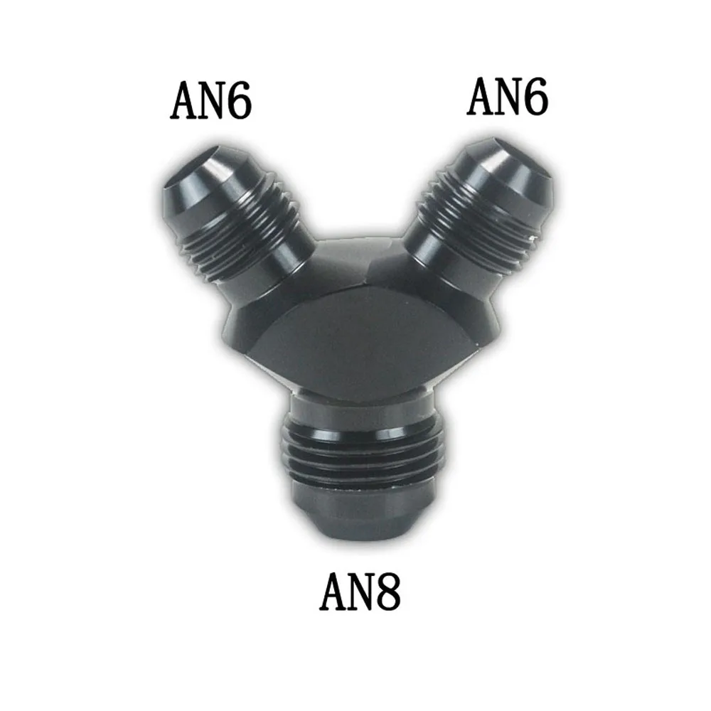 AN 6 AN6 Inlet AN8 Outlet Aluminum Car Performance Splitter Adapter Wye Fuel Fitting,,Y-fitting6