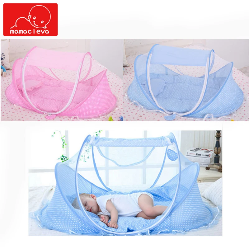

Baby Bed Mosquito Nets Newborn Bedding Crib Netting Folding Bed Cushion with Music Mattress Pillow 3-piece Suit for 0-3 Years
