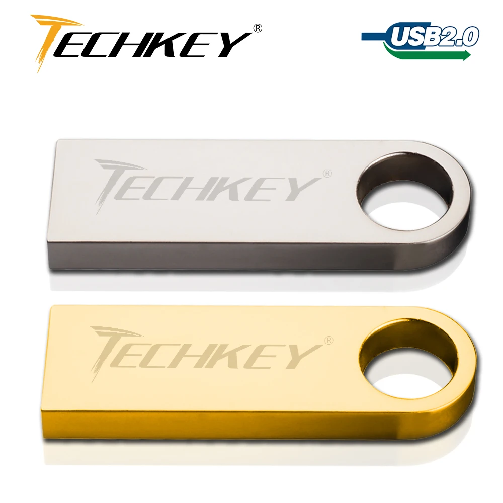Usb флеш накопитель TECHKEY водонепроницаемый металлический серебристый флэш 64 ГБ 32 16
