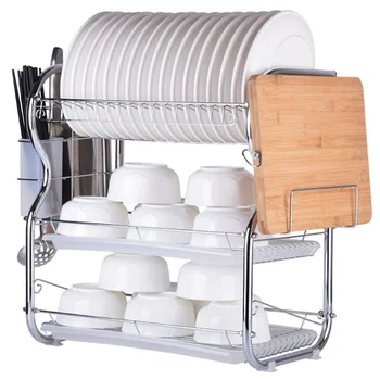 

Factory price 1 Pcs 3-Layer Kitchen Storage Racks Shelf Holder Dish Drain Rack - B-Shape Dish Knife Chopboard Rack High Quality