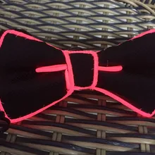 Хип-Хоп клуб моды Светящиеся Мигающий EL провода DJ's, галстук-бабочка для вечерние, бар, клуб нажмите на выключение Переключатель с различными El цвет