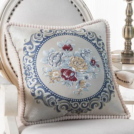 

Hot Sale Printing Floral Decorative Cushions for Sofa Cotton Linen Pillow European Home Office Chair Cushion coussins decoratif