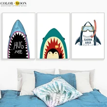 

COLORMOON Shark Nordic Poster Wall Art Canvas Painting Posters And Prints Animal Canvas Prints Wall Pictures For Bedroom Decor