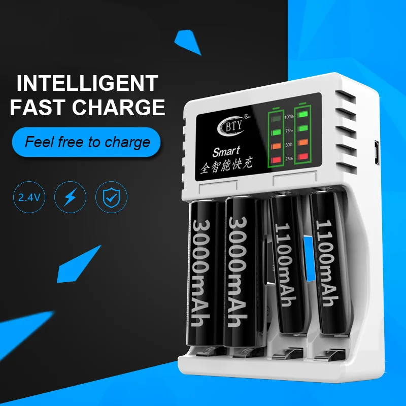 

BTY AA AAA battery charger set 2.4V fast charger For rechargeable battery 1.2V AA AAA 1000mAh Rechargeable batteries charger