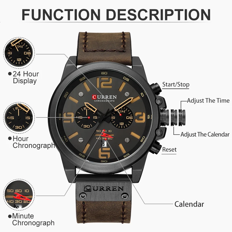 2019 New Men Watch CURREN Top Brand Luxury Mens Quartz Wristwatches Male Leather Military Date Sport Watches Relogio Masculino