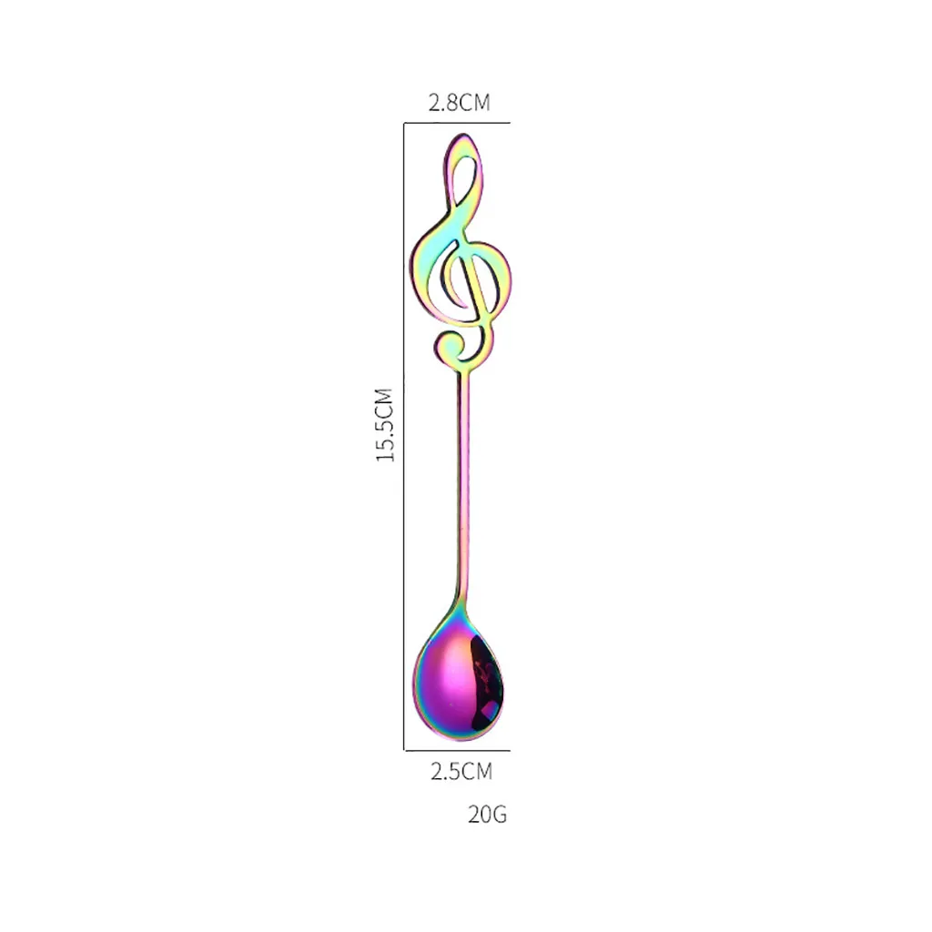 Multifunctional Coffee Spoon Colorful Musical Note Pattern Handle Spoons Flatware Ice Cream Drinking Tools Kitchen Gadgets