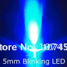 100 шт./лот! 5 мм мигающий синий светодиодный(8000mcd) 5 мм мигающий синий 5 мм светильник-излучающий диод