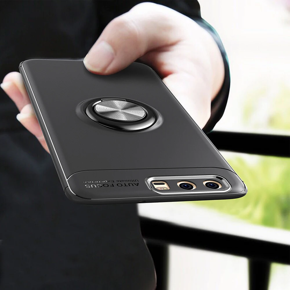 Lenuo Magnetic Car Holder Case for Huawei P10 Plus Mix color ring bracket back cover Finger Ring All-in-one Cases |