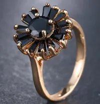 EMMAYA модные кольца в виде цветка для женщин, розовое золото, черные кристаллы, CZ обручальное кольцо, ювелирные изделия - Цвет основного камня: black