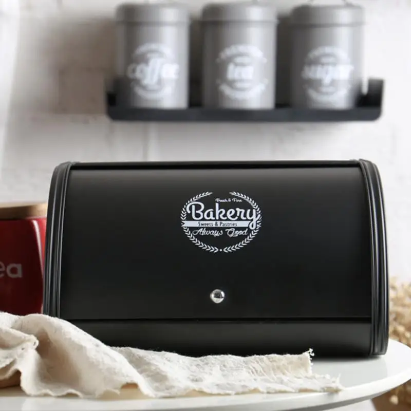 

1Pc 3 Colors Rustproof Iron Home Kitchen Cake Retro Pastry Bread Box Storage Roll Top Snack Boxes Food Keeper Kitchen Cupboard