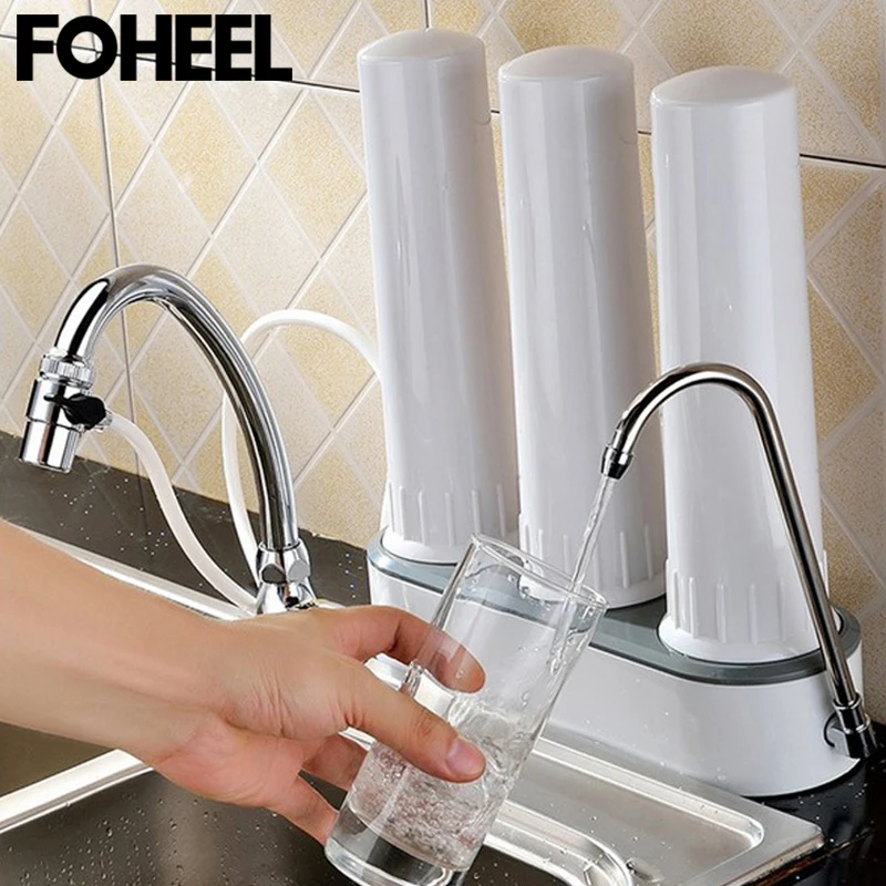 

FOHEEL Water filter Three-Stage Desktop Water Purifier Healthy Ceramic Cartridge Home Kitchen Tap Faucet Water Filter