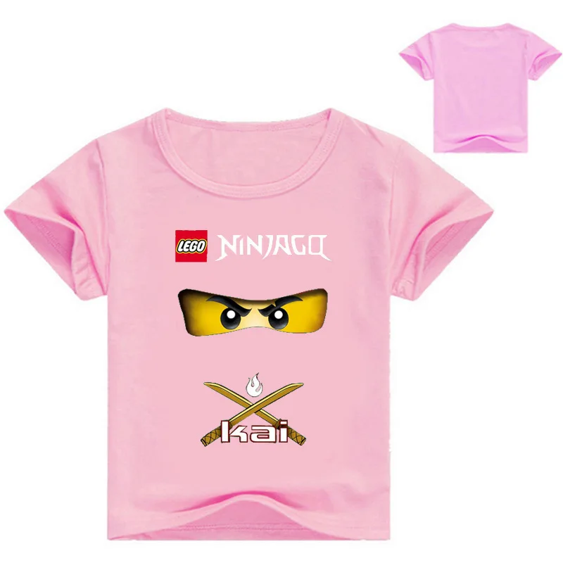 Летние футболки для мальчиков детская одежда Ниндзя Одежда Ninjago с мультяшным принтом для девочек короткий рукав Футболка для детей ясельного возраста детская одежда топ, футболка - Цвет: Pink TNO7197