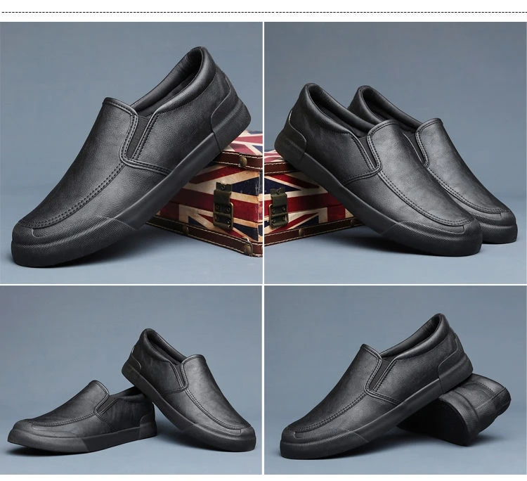 Для мужчин, обувь с подошвой из вулканизированной резины ленивый прилив простой Повседневная кожаная обувь Британский Стиль Для мужчин; лоферы на плоской подошве;