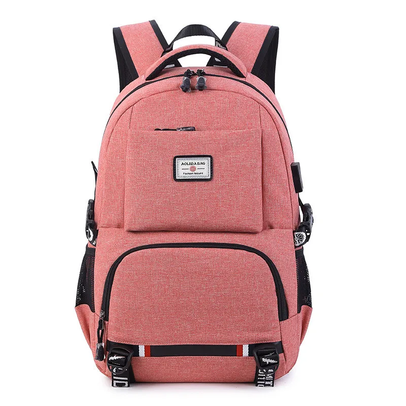 Зарядка через usb ноутбук рюкзак Для женщин школьные женские школьные сумки, школьные рюкзаки для девочек-подростков человек Студент Книга Сумка Обувь Сумки-портфели для путешествий - Цвет: pink