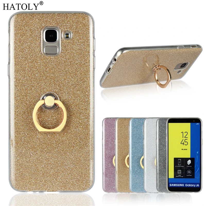 

sFor Samsung Galaxy J6 Case for Samsung J6 Cover Rubber Silicon Finger Ring Soft Bling Case For Samsung Galaxy J6 2018 J600G/DS
