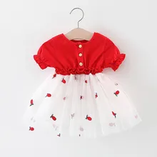 Тюлевое платье принцессы с короткими рукавами и вышивкой ананаса для маленьких девочек