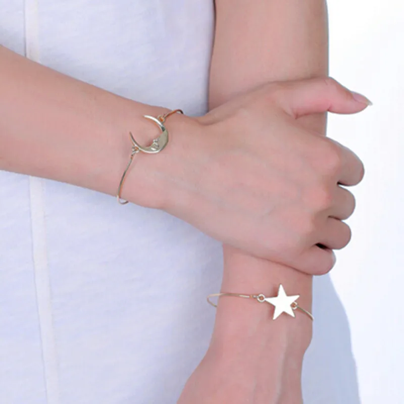 Модный бутик дамский браслет минималистичный дизайн провод крюк Луна женский браслет звезды браслет