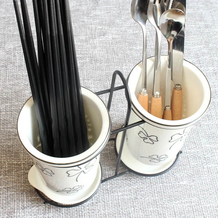 Ceramic Chopsticks Tube Tableware Storage Set Spoon Chopsticks Storage Rack Bucket Knife Fork Storage Box Kitchen Utensils