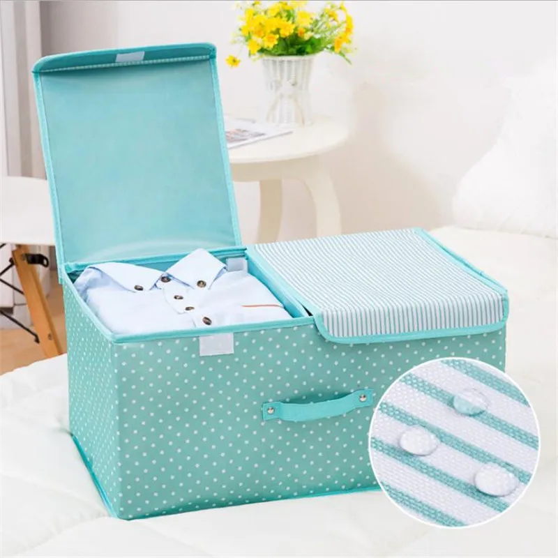 Waterproof Oxford Cloth Storage Box Foldable Double Lid Underwear Bra Socks Container Organizer Sundries Clothes Storage Box