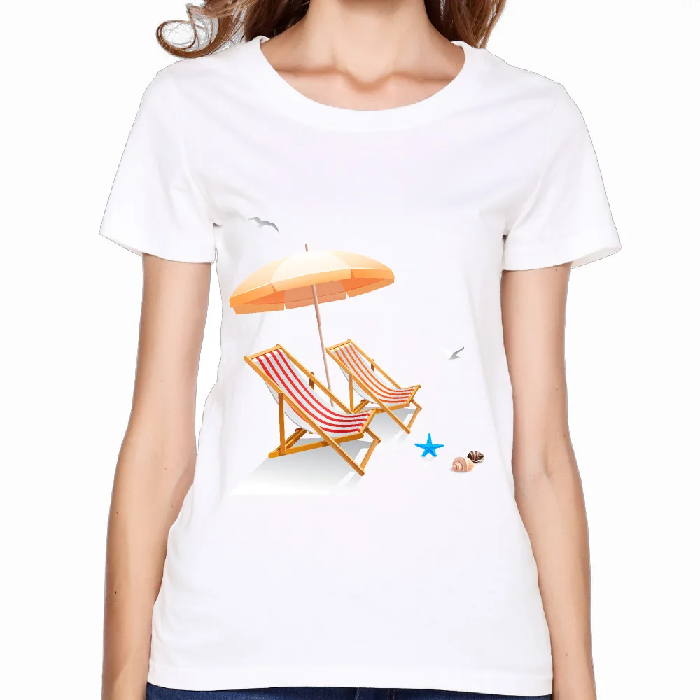 2017 Beach Umbrellas Adirondack Chairs Printed Women Premium Cotton T