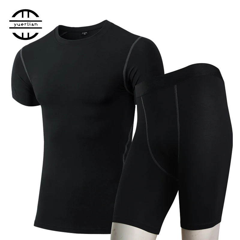 

Mens Compression Tights Demix Tracksuit Quick Dry Men's Sportswear Gym Running Set Short T-Shirt Shorts Fitness Sport Suit