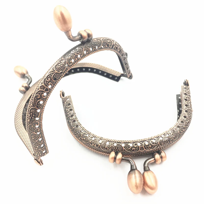 

KIss Clasp Lock Copper Tone Handbag Handle Delicate Purse Frame Arch Flower Pattern Alabastrum Head Bag Accessories 95mm 10Pcs