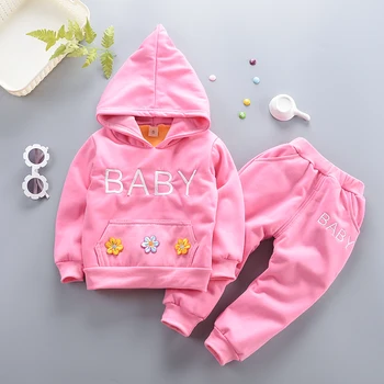 

baby girls clothing sets autumn toddler clothes sets winter sports suit infants girls fashion hooded jacket+pants 2pcs outfits