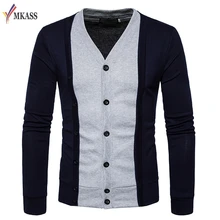 Новинка весна осень модная брендовая одежда мужской вязаный свитер тренд v-образный вырез Slim Fit мужской кардиган хлопок полосатый свитер для мужчин