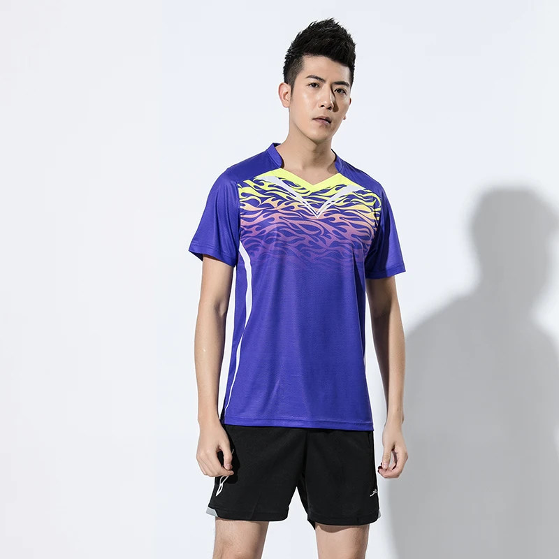 Одежда для бадминтона с бесплатной печатью для мужчин/женщин, спортивный комплект для бадминтона, теннисная одежда, теннисная рубашка+ юбки для бадминтона 2606 - Цвет: Man 1 set