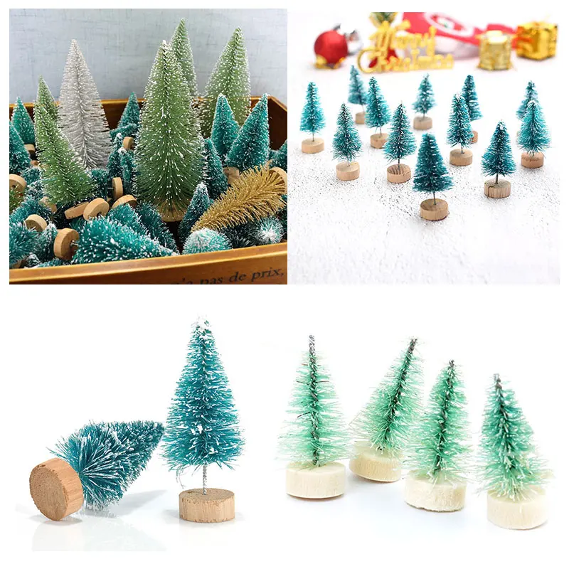 

Cute Mini Sisal Fiber Christmas Tree DIY Craft Home Table Desktop Decorations
