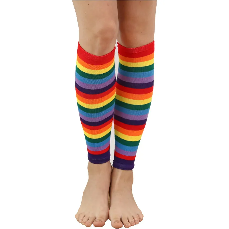 Fashion Women's Sunscreen Rainbow Socks Gloves Thigh Striped Slim Leg colour