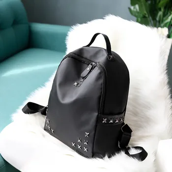 

Fashion Women Waterproof Nylon Backpacks Simple Rivet College Wind Backpack Leisure Rucksack For Girl’s 2020 New Простой рюкзак