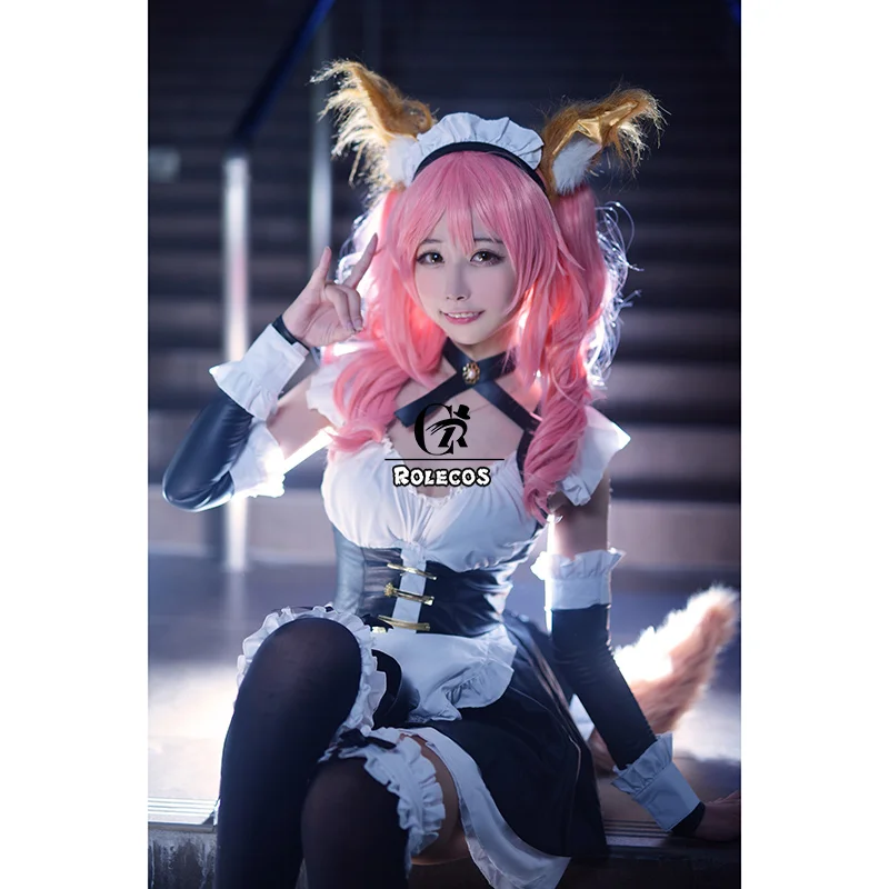 ROLECOS/японский Fate/EXTELLA Tamamo no Mae, карнавальный костюм, карнавальный костюм, костюм горничной, полный комплект, вечерние костюмы для косплея