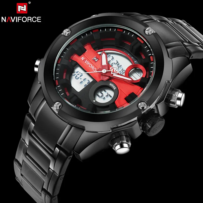 

2017 NAVIFORCE Men's Sport Watches Men Quartz Analog LED Clock Leather Military Waterproof Wristwatch Relogio Masculino