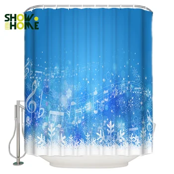 

SHOWHOME Shower Curtain Blue Sky White Snow Christams Shower Curtain Bathroom Curtain Home Decoration