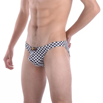 

3PCS New Styling Men's underwear Plaid U convex Bag Comfortable Breathable Briefs Fashionable Low Waist Men Underpants