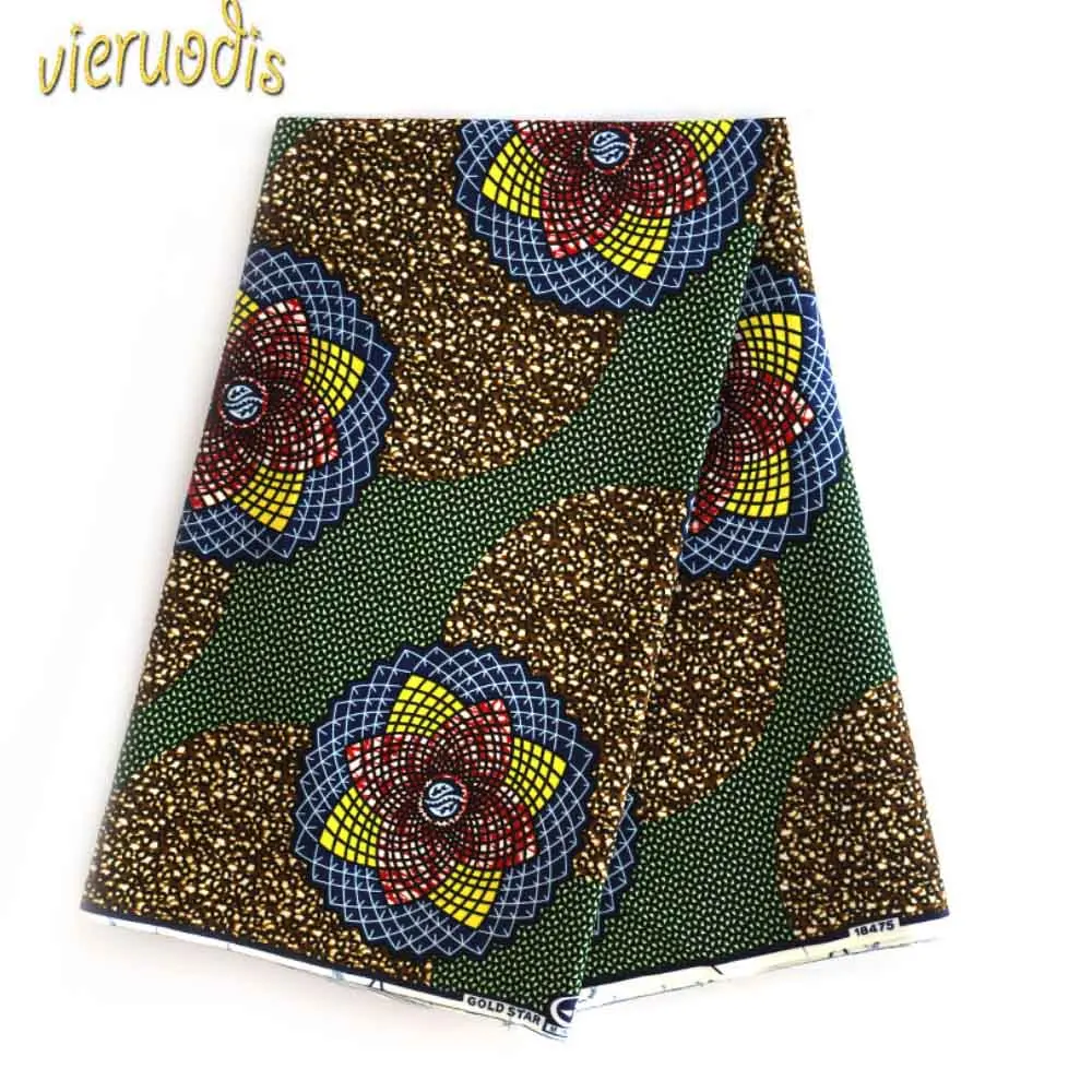 

6 Yards African Wax Prints Fabric dutch 100% Cotton Fabrics Material Dashiki Batik Real Floral for Dress A000316