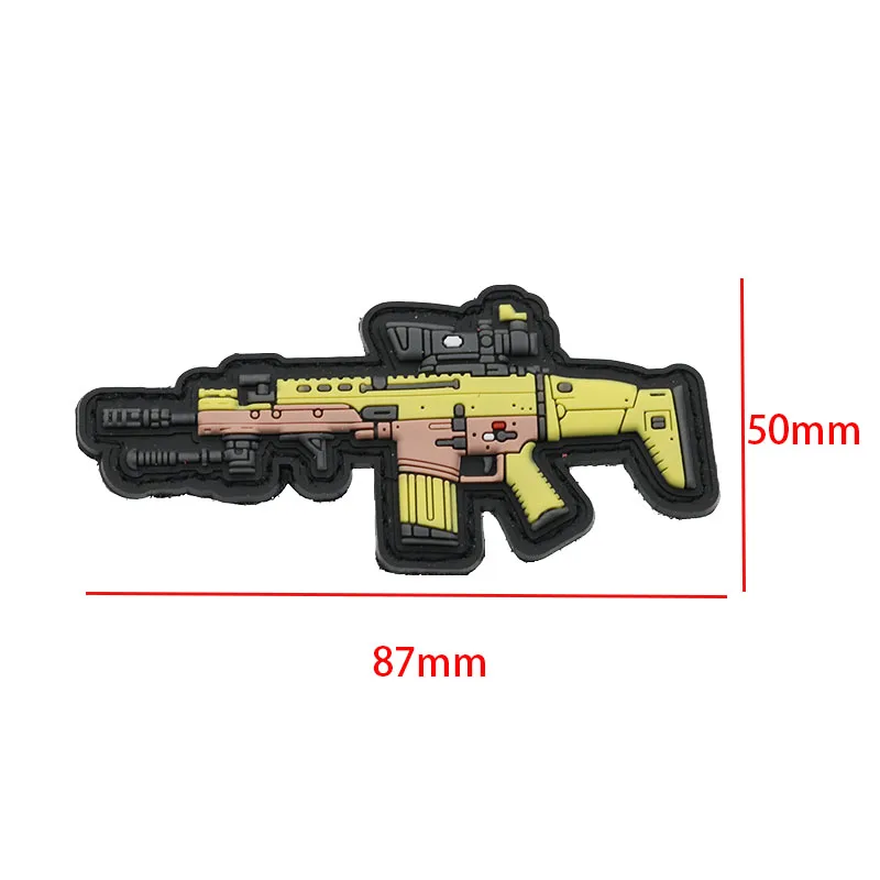 3D Камуфляж ПВХ патч Военная полоса резиновая в форме оружия велосипедист крюк задний армейский патч для рюкзака одежда знак-украшение - Цвет: 87x50mm