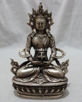 

WBY FINE 002046 Tibet Bronze Silver Buddhism Tara Joss Amitayus Buddha Bodhisattva Set Statue (C0318)