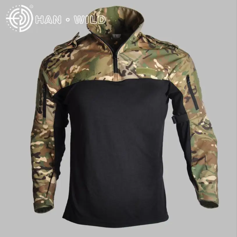

2019 Outdoor Men Tactical Camouflage Shirts Autumn Winter Long Sleeve Breathable Fit Combat Rapid Assault Hunting Hiking Shirts