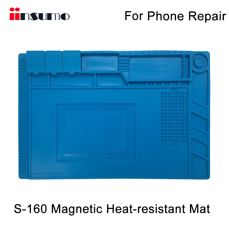 

S-160 Magnetic Heat-resistant Phone Repair platform Mat Silicone Heat Gun BGA Insulation Pad Maintenance Platform