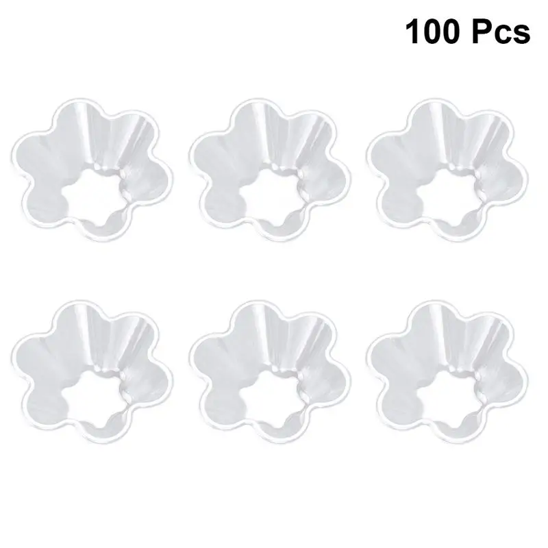 

100pcs Disposable Ice Cream Cup Transparent Plastic Dessert Bowl Petal Shape Container for Bar Cafe Home