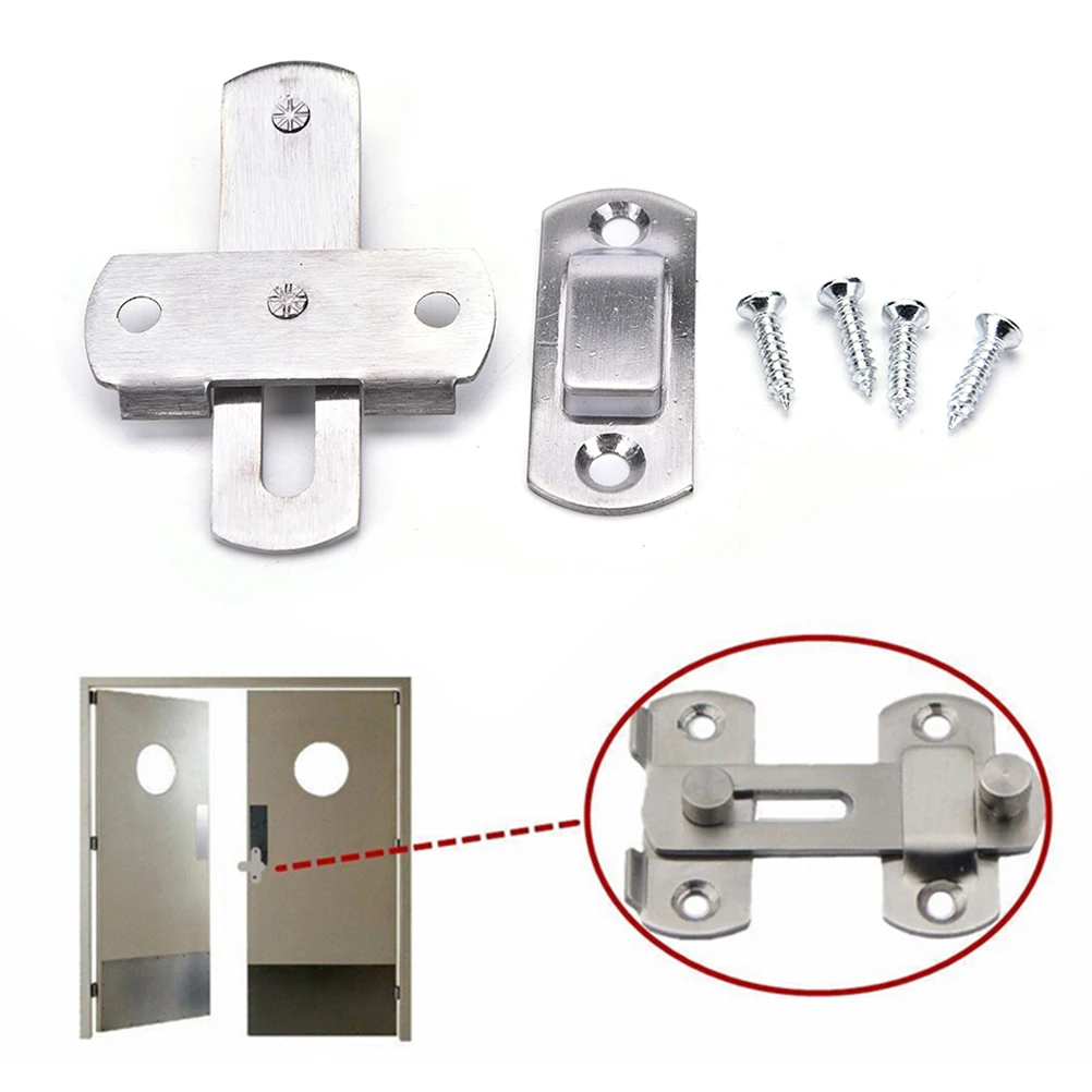 

1set Guard Latch Bolt and 4 Screws Sliding Door Lock Handle Stainless Steel Door Latch Home Safety Chain Door Accessories