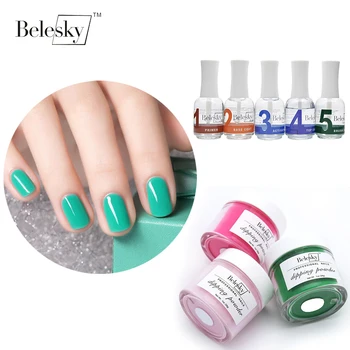 

BELESKY dipping powder nails set 28g long lasting easier and faster to apply fast drying glitter powder nail art decoration