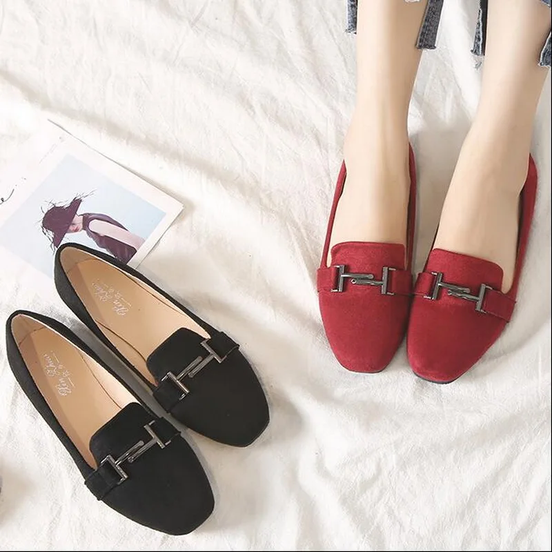 

England fashion flat shoes spring loafers shoes black square head single shoes large size women's shoes 41-43-44 small size 31-3