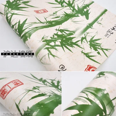 Green Китайская каллиграфия обои с рисунком классические обои 3d чернила бамбуковая гостиная, прихожая кабинет чайные обои для дома фон - Цвет: Green