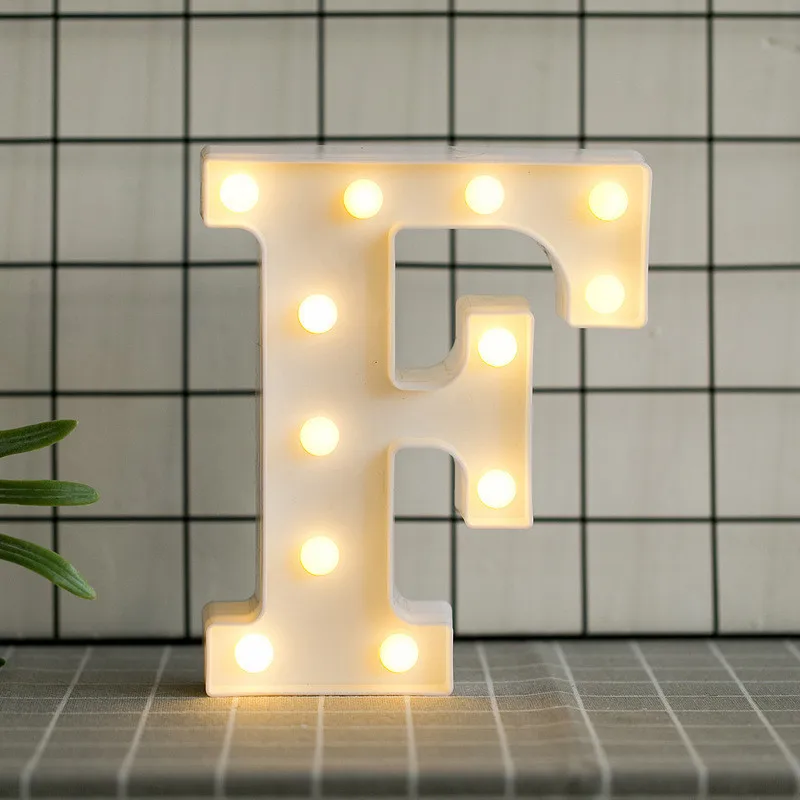 Креативный светящийся светодиодный Ночной светильник лампа с английским алфавитом, цифрами, украшение для свадебной вечеринки аксессуары для украшения дома - Цвет: F