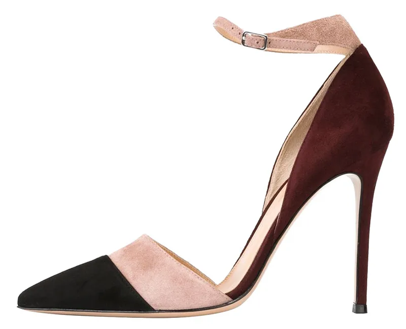 Patent Leather Black White Mixed Color High Heels Women Shoes Fashion Design Sexy Leopard Pumps Ankle Strap Wedding Shoes Woman