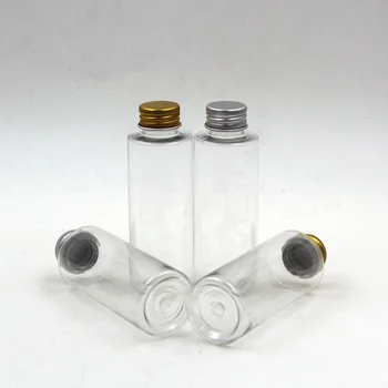 

New 100ml Plastic Travel Empty Jars Perfume Bottle Liquid Container Aluminum Cap Silver/Gold